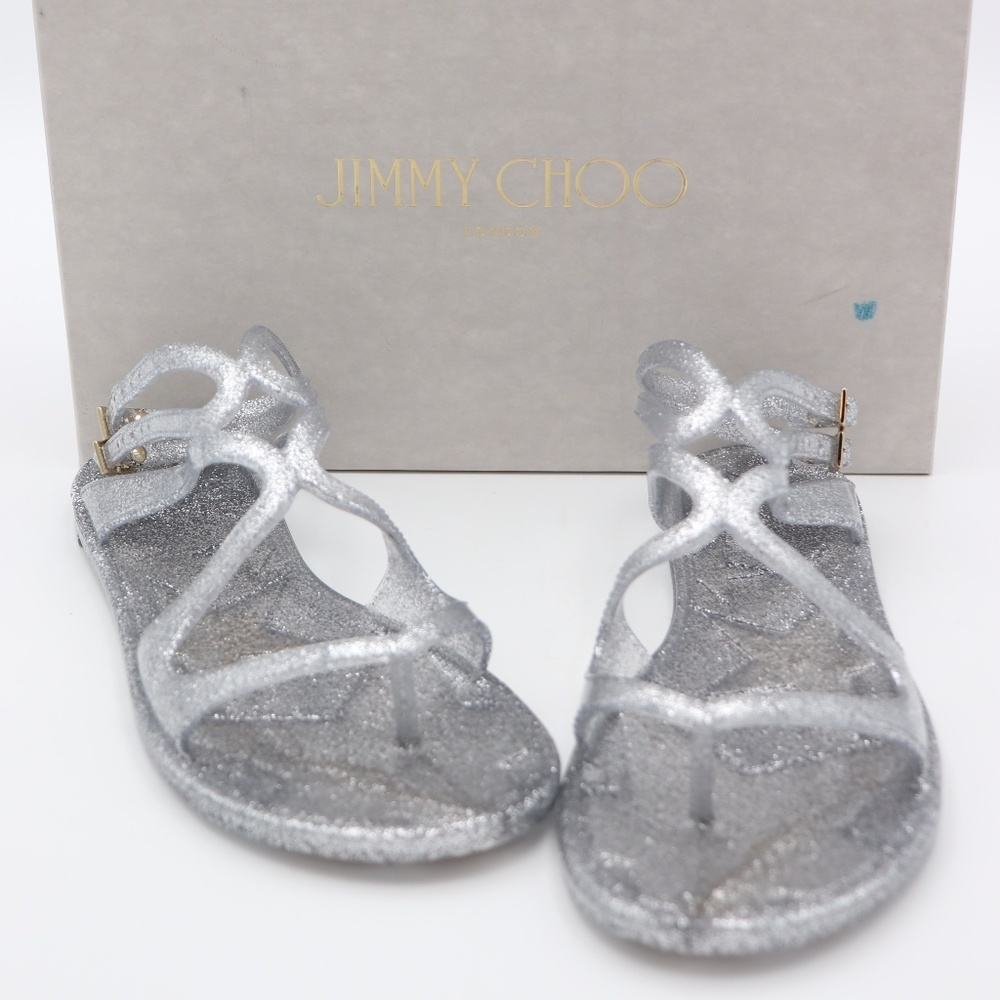 Jimmy Choo Lance Metallic Glitter Jelly Sandals
